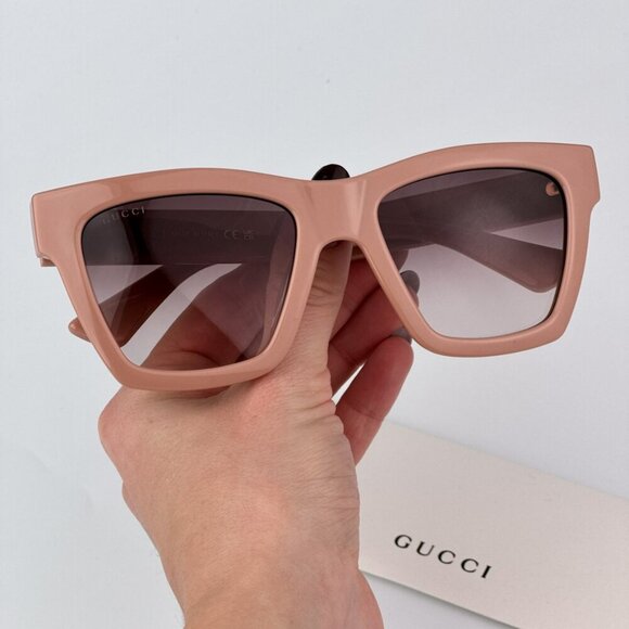 Gucci GG1714S 005 BRAND NEW Sunglasses Cloud Rose Pink Brown Gradient Women Squa
